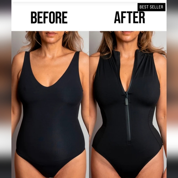 Black Zip Swim One Piece, TA3 Surfy Swimsuit, TA3 Sleeveless Surfy Swimsuit - Picture 4 of 8